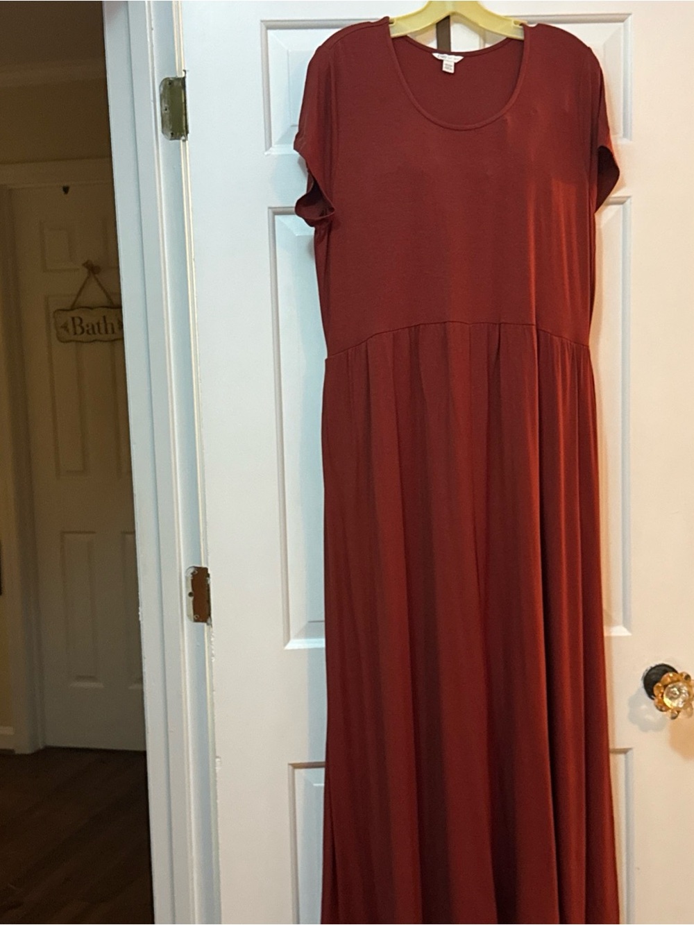 Cato pumpkin color Short-Sleeve Maxi Dress